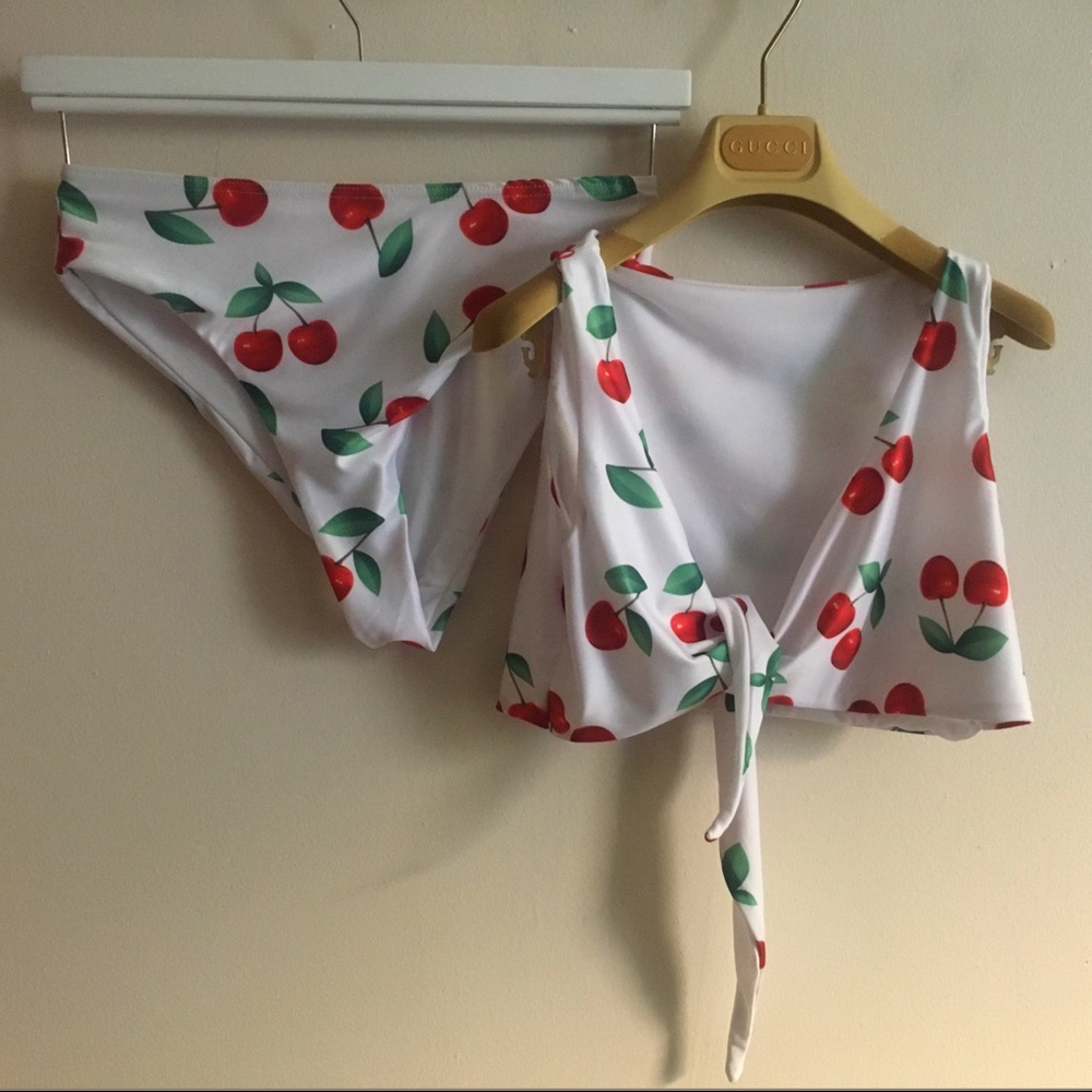 2 Piece Cherry High Waisted/Rise Bikini Swimsuit